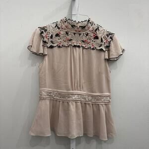 Karen Millen Embroidered High Neck Blouse